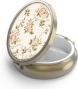 Pill Case Pill Box with Mirror Retro 3 Compartment Small Pill Case for Purse or Pocket Bronze Small Roud Pill Box or Vitamins, Fish Oil, Supplements, Pill Containe Travel Gifts(Vintage Floral)