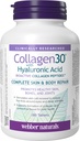 Webber Naturals Collagen30 con ácido hialurónico, péptidos colágeno bioactivo, 180 Tabletas, ayuda a reducir las arrugas del ojo y la línea facial fina, no GMO