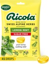Ricola Sugar Free Lemon Mint Throat Drops, 45 Cuenta, Refreshing Relief From Minor Throat Irritations, Oral Anesthetic