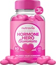 Equilibrio hormonal para mujeres Gummies + suplemento de alivio PMS - Soportes Mood Swings, piel clara, cáñamo reducido y ruborización - Hormonal PMS Gummies PCOS Vitamina con arándano, Dong Quai (60 Gummies)