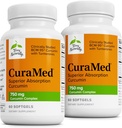 Terry Naturalmente CuraMed 750mg - Suplemento Antioxidante para la salud del cerebro y del corazón - Suplemento con Complejo de Curcumina de alta potencia - Kidney, Liver &amp; Immune Health Support - 60 Softgels (Pack of 2)