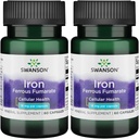 Swanson Iron (Ferrous Fumarate) - Suplemento Mineral Promoción de Energía Apoyo - Alta Concentración Formula Assists in Oxygen Delivery & Fatty Acid Metabolism 60 Sgels (2 Pack)