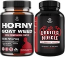Bundle of Horny Goat Weed Extract Complex for Hombre and Women Enhanced Energy and Stamina and Extra Strength Testosterone Booster for Men for Muscle Enlargement Stamina and Strength