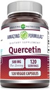 Amazing Formulas Quercetin 500mg 120 Veggie Capsules Suplemento - Non-GMO - Gluten Gratis - Asistencias Salud general y bienestar