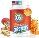 Cordyceps Mushroom Capsules - Immune & Energy Support Supplement with Cordyceps Militaris, Maca Root, Ginseng, Rhodiola, Mushroom Supplement for Endurance, Stamina, Athletic Performance, 60 cápsulas