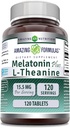 Fórmulas increíbles Melatonin Plus L-Theanine 15.5 Mg TENIDO Tablets Suplemento No-GMO TENIDO Gluten-Free TEN Made in USA (1 Pack Ø 120 Cuenta)