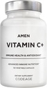 Amen Vitamina C+ Suplemento con Zinc, Bioflavonoids, Quercetina, Rosa HIPS, Elderberry – Vegan, No-GMO – 2 Meses de suministro - 120 cápsulas