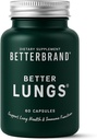 Betterbrand BetterLungs Lung Support Suplemento con NAC, hoja de Mullein para fumadores, Fórmula de Salud Respiratoria con Elderberry, Vitamina D, Ginseng, Reishi Mushroom - 60 cápsulas - Pack de 1