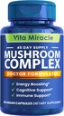 Mushroom Suplemento cápsulas - 10x Complejo de Mushroom con Lions Mane Cordyceps Shiitake Reishi Mushrooms Suplementos - Todas las vitaminas naturales Extract Pills for Focus Energy y Brain 90 cápsulas