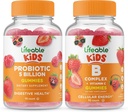 Lifeable Probiotics 5 Billion Kids + B Complex Kids, Gummies Bundle - Great Tasting, Vitamin Supplement, Gluten Free, GMO Free, Chewable Gummy