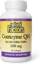Factores naturales Coenzima Q10 - Apoyo al Antioxidante Suplementos Soportes Producción de energía celular - Ayudas de absorción mejor Función cardíaca saludable - 100 mg, 60 Softgels (60 Servimientos)