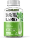 Celery Juice Fiber Gummies for Adults - Prebiotic Celery Juice Gummy for Detoxification Support " Supergreens Boost with Celery Juice, Chlorophyll, " Prebiotic Fiber - 60 Count