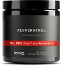 Toniiq Ultra High Purity Resveratrol Capsules - 98% Trans-Resveratrol - Highly Purified and Bioavailable - 180 Caps Reservatrol Suplemento