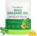 Óleo de Oregano Softgels, 120 Conde Oregano Suplemento de aceite cápsulas, Oregano cápsulas de aceite, 165mg Carvacrol, 2 en 1 6000mg aceite de orégano con aceite de semilla Negro 200mg
