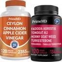 Ceylon Cinnamon (1pk) y Fadogia Tongkat Ali (1pk) Suplemento Bundle - Potent Vitaminas para el Corazón, Energía, Muscle, Testosterone, &amp; Immune Support - Non-GMO, Vegan, Gluten-Free