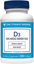 La vitamina Shoppe Vitamina D3 5000IU Softgel, soporta la salud ósea &amp; inmunológica, ayudas en el crecimiento celular " Absorción de calcio, libre de gluten " Una vez Daily Formula (200 Softgels)