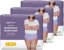Basics Incontinence Underwear for Women, Protective, Disposable, Postpartum, Maximum Absorbency, Large, Lavender, 54 Count (3 Packs of 18)