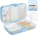 Organizador semanal de píldoras con etiquetas,8 Compartimientos Travel Daily Pill Case Airtight Caja de gran pill resistente a la humedad para mantener vitaminas, aceite de pescado, suplementos, Swab de algodón y Bandages-Blue
