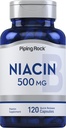 Piping Rock Niacin 500mg Flush ← 120 Capsules ← Non-GMO y Gluten Suplemento gratuito