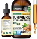 BIO KRAUTER Suplemento Turmérico Tintura - 1200 mg Curcumina Turmérica con extracto de pimienta negra - Alcohol y azúcar libre - gotas vegas 2 Fl.Oz.