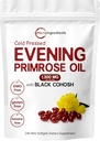 Micro Ingredientes Primrose Oil 1300mg Por Serving, 240 Softgels tención Reforzada con 40mg Black Cohosh Extract, Cold Pressed – 10% Active GLA, Non-GMO, No Gluten, Easy to Swallow