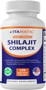 Vitamatic Shilajit Complex Capsules, Made with Ashwagandha, Rhodiola, Ginseng, Cordyceps, Ginkgo, Nettle, Turmeric - 120 Veggie Capsules - Extra Strength Shilajit Extract for Men &amp; Women