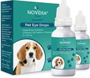 NOVEHA HydraPetTM Pink Eye Drops for Dogs &amp; Cats peru Lubricating Artificial Tears with 2% Sodium Chloride, Relieves Corneal Edema &amp; Pets Dry Eye Syndrome, Irritated Animal Eyes - 10mL (Pack of 2)