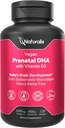 Naturalis Vegan Prenatal with Full Specrum Omega-3 Silencio Algae DHA, EPA, DPA, Vitamina D3 " Active Folic L 5-MTHF ANTE Vegan Society Certified, Sustainably Sourced, Non-GMO &amp; Soy Free TEN 120 Veggie Softgels