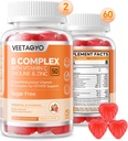 Complejo B 50 Gummies , Complejo B Meditado con Vitamina C,Choline & Zinc - Active Methylated B-Complex for Energy,Metilado Soporte - Todas las vitaminas B - B1,B2,B3,B5,B6,B7,B9,B12 - Sugar Gratis,120 Conteo