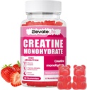 ElevateLife Creatine Monohydrate Gummies 5000mg para Hombres &amp; Mujeres, Chewables Cretina Monohydrate para la fuerza muscular, Muscle Builder, Energy Boost, Pre-Workout Suplemento(90 Cuenta)-Strawberries