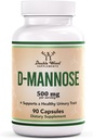Suplementos de madera doble D Mannose 500mg cápsulas, 90 conde (D-Mannose for Urinary Tract Health and Bladder Lining, Helps UTI Prevention) Vegan Safe, Non-GMO, Gluten Free
