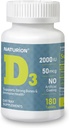Vitamina D3 2000iu (50 mcg) Suministro de 6 meses para soporte inmunitario, función muscular saludable y salud ósea - sin gluten, con vitamina B2 - (Mini Tablets), 180 Conteo