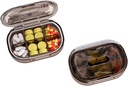 Caja de Píldora pequeña, Caja de Píldora de Moistura, Organizador de Píldora de Viajes para Púrpura de bolsillo, Medicina diaria portable Vitamina, Aceite de Pesca, Suplemento (Black-3)