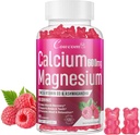 Calcio Magnesio Zinc Gummies &amp; Vitamina D3,B6,B12,Inmune &amp; Supporting Bone Health Calcium Magnesium Supplement for Women Men,Sugar-Free Vegan Raspberry Flavor 90 Condes