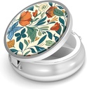 Pill Box-3 Compartment Funda de pequeña pill para purse &amp; Pocket Mini Metal Pill Holder Travel Pill Container to Hold Supplements Vitamins BPA-Free (Floral Pattern)