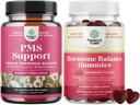 Bundle of PMS Support with DIM, Chasteberry, Black Cohosh " Ashwagandha for Period Cramps Menopause Bloating Mood Swing and Hormone Balance Gummies Soporte Ciclo menstrual con vitamina B6 " Dong Quai