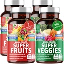 4-Pack N1N Premium Super Fruits & Veggies Suplemento, 360 Caps, Whole Food & Natural Superfood for Women, Hombres &amp; Niños - Empaquetado con Aloe Vera, Vitaminas & Minerales, Better Than Multivitamins,100% Vegan