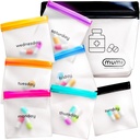 MuMI Pill Pouch Set, 7 Mini Zipper Pouches para Píldoras, Bolsas de Píldora Pequeñas, Bolsas de Píldora Reutilizables para el Viaje de Medicina, Organizador de Píldoras, Accesorios de Finalidad, Organizador de Vitaminas