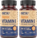 DEVA Vitamina E 400IU de origen natural vegano con tocoferoles mixtos, libre de soja – 90 caps (Pack of 2)