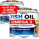 (2 Pack) Omega 3 Fish Oil for Dogs - 170 Chews - Skin and Coat Supplement - Omega 3 for Dogs - Dry & Itchy Skin Relief Treatment - Allergy Support Dog Anti Shedding Treats - Salmon - Chicken Flavor