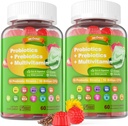 Probióticos veganos Gummies for Mujeres &amp; Hombres - Prebióticos de fibra Suplementos TENIDO 50 Billones CFUs Probióticos, Inulina, Psyllium Husk & Multivitamínico para Gut, Digestión & Immune Health,2 Pack