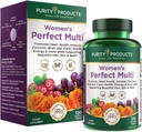 Purity Products Women’s Perfect Multi Balanced Multivitamin - Supports Urinary Tract Health, Immune, Bone + Muscle, Hair, Skin, Nails, an Elite Probiotic for Digestive Health + Más - 120 Tablets