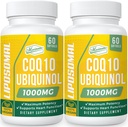 1000mg Liposomal CoQ10 Softgels ← Mejor Absorción CoQ10 Ubiquinol Suplemento  Función del corazón " Energía Producción de energía ← Forma activa antioxidante de la coenzima Vegan Q10 ← Non-GMO TEN 120 Softgels