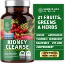N1N Premium Kidney Cleanse [21 Potent Herbs] for Urinary Tract &amp; Bladder Control, Natural Kidney Support with Cranberry Extract, Astragalus and Uva Ursi Leaf, 60 Veg Caps