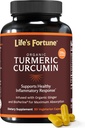 Life's Fortune Organic Turmeric Curcumin with Black Pepper and Ginger, Enhanced Absorption, Extra Strength Supplement, Joint & Immune Support, Non-GMO, 90 Cap - 2250mg
