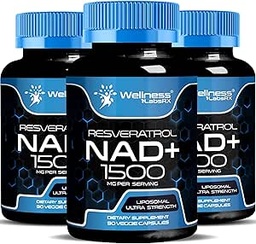 WELLNESS LABSRX NAD Supplement, 1500mg - Liposomal NAD+ Supplement with Resveratrol, NAD Plus Boosting - Support Cellular Health & Healthy Aging - Ultra Strength Capsules, USA Made - 3 Pack