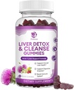 Liver Cleanse Detox &amp; Repair Gummies- New Formula Liver Support Supplement with Milk Thistle Silymarin,Dandelion, Artichoke Extract " Elderberry - No Sugar, Liver Health Supplement - 60 Vegan Gummie