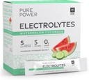 Electrolitos de potencia puros, sabor de pepino de sandía, 5.13 oz (145.6 g), 30 Servidores (30 Packets), 5 Calories y 0 g Azúcar por ser, no GMO, NSF certificado para el deporte, Dr. Mercola