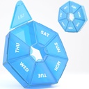 Organizador semanal de píldoras, 2 Pack Caja de píldoras portátiles Caso 6 Colores (Seven Day) Nueva edición para el aceite de vitamina/Fish/Pills/Suplementos-Artritis Friendly (Blue)