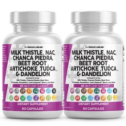 Clean Nutraceuticals Milk Thistle NAC Chanca Piedra Beet Root Artichoke Dandelion Root - Liver Cleanse Supplement Plus TUDCA Choline &amp; Ginger - 2Pack